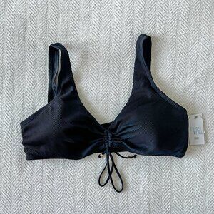 Time and Tru Women's Black Rib Triangle Bikini Top 1X (16W-18W) NWT